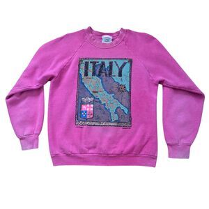 Vintage 1990 Italy Graphic Sweatshirt Cotton Island Fruit of the Loom USA